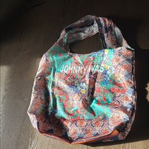 Johnny Was California Nylon Reusable Foldable Floral Tote Bag Shopping Bag